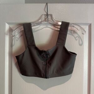 ALO Women's Black Zipper Bra Top